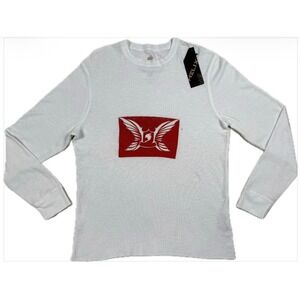 HELIX ANIME FAIRY TAIL Logo Men's XL Graphic Thermal White Knit Crew Neck #1567